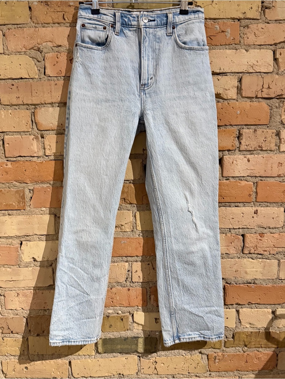 90s straight ultra high rise light wash jeans sz 25